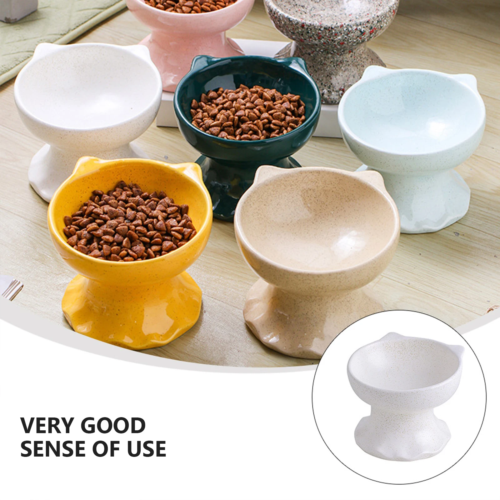 

Ceramic Cat Bowl Pet Feeder Inclined Mouth Design Non Slip Water Food Container Safe Environmentally Friendly Easy Clean
