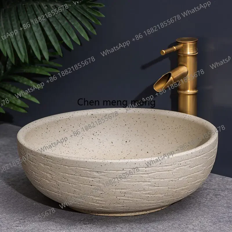 

Retro column wash basin villa balcony floor-to-ceiling, household integrated column basin outdoor pool