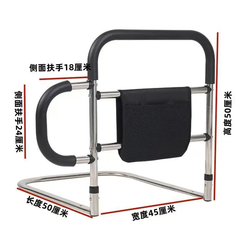 درابزين بجانب السرير لكبار السن، مساعد قائم خالٍ من اللكمات، إطار دعم لكبار السن من الفولاذ المقاوم للصدأ #6