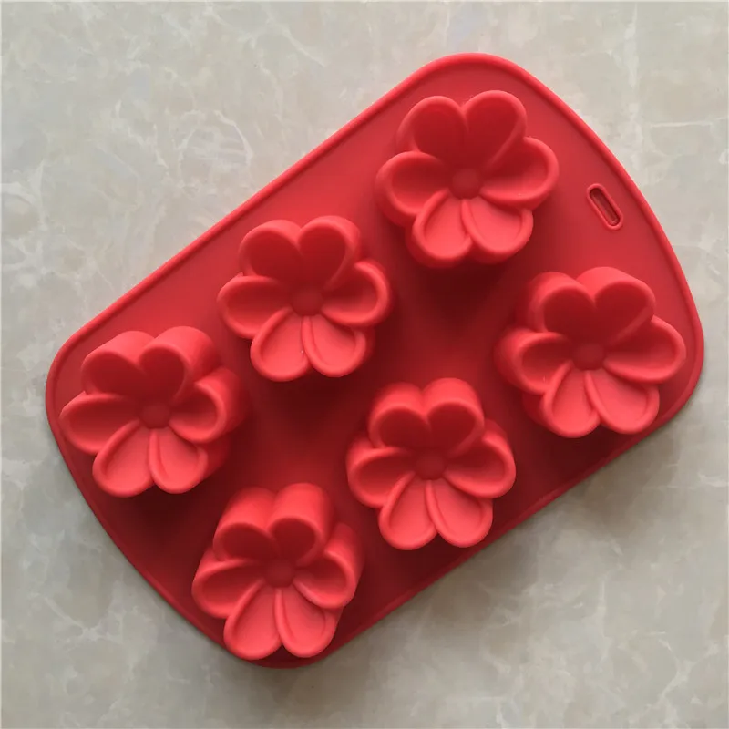 6 Gardenia Egg Flower Silicone Cake Mold, Handmade Soap Mould XG224