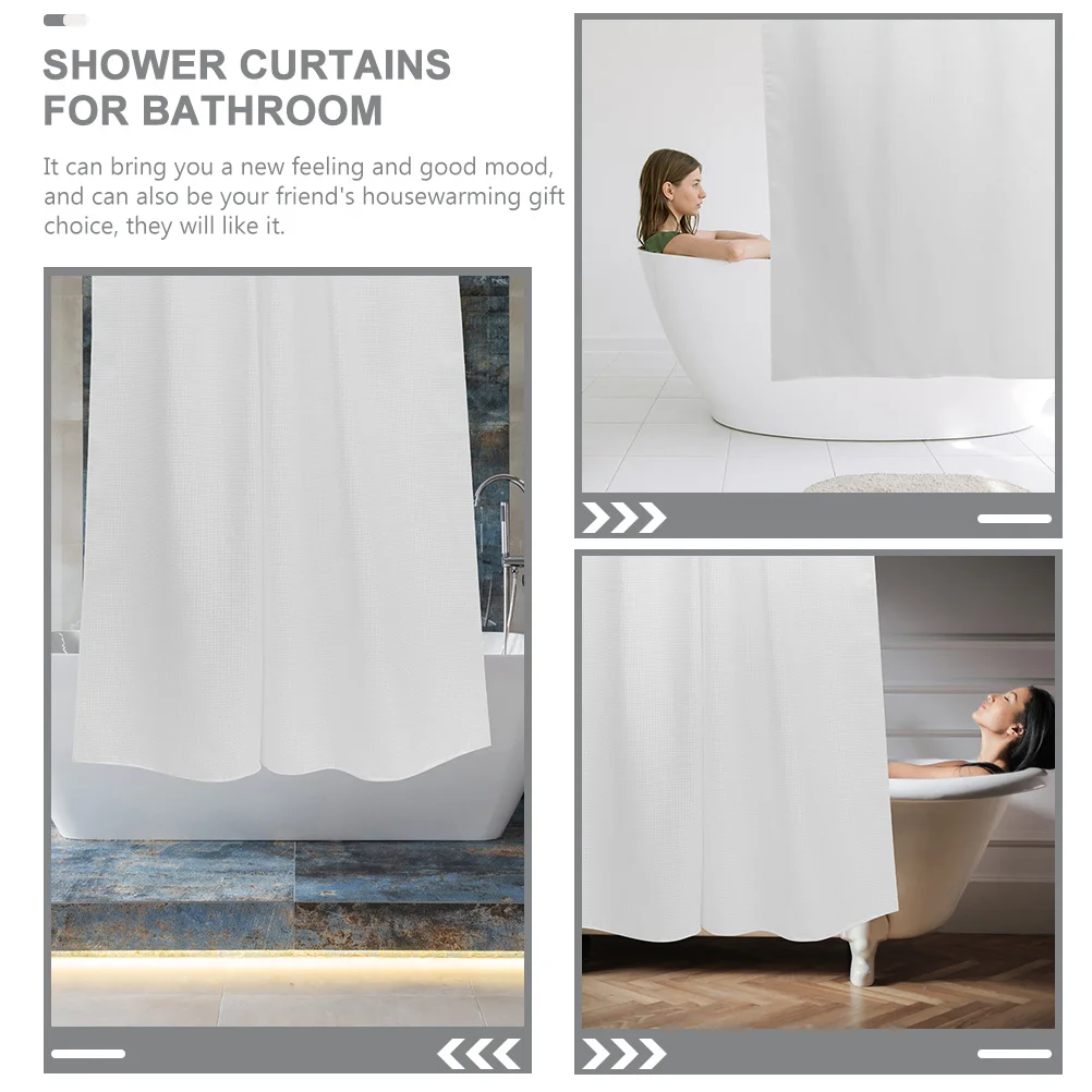 

Водонепроницаемая однотонная шторка для душа из прочного полиэстера с люверсами, современный простой дизайн, подходит для стандартных размеров