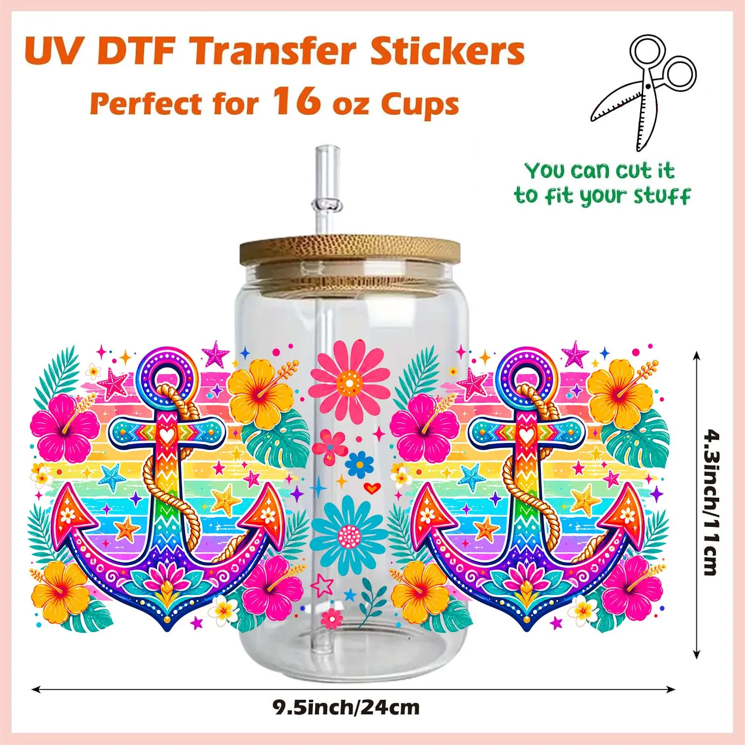 Summer beach Vibe 16oz UV DTF trasnfer Sticker Party DIY Decals 3D transfers uvdtf tumbler stickers 16oz uv dtf cup wraps