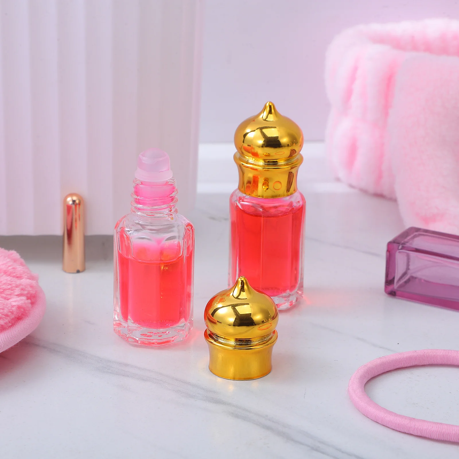 

6Pcs Refillable Roller Perfume Bottles Glass Essential Oil Containers Exquisite Small Fragrance Vials Roll on Bottle