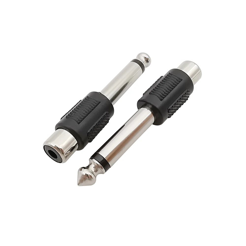 10Pcs RCA Female Jack to 6.35mm 1/4inch Mono Male Plug Audio Adapter Connector for DIY Headphone FM Microphone