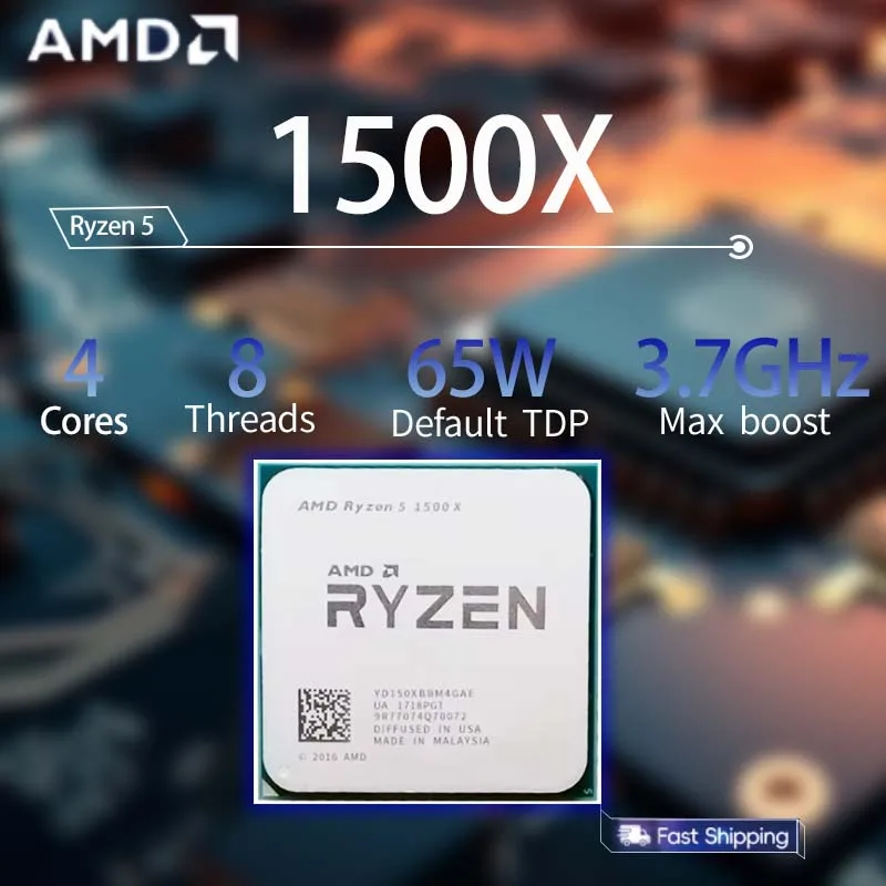 amd-ryzen-5-1500x-cpu-r5-1500x-35ghz～37ghz-4コア-8スレッド-cpuプロセッサー-65w-lga-am4