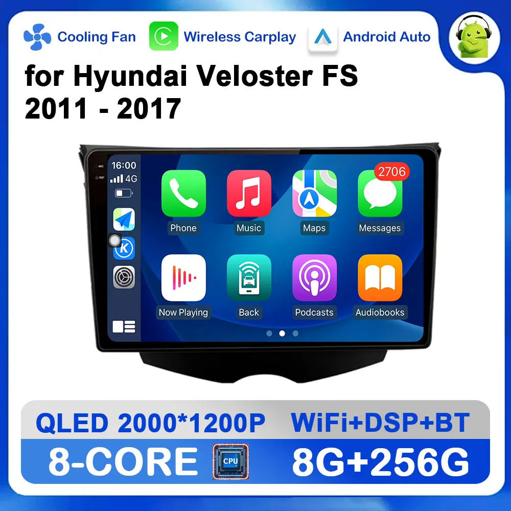 

GPS-навигация для Hyundai Veloster FS 2011-2017, автомобильное мультимедийное радио, видеоплеер, BT, беспроводной, Carplay, сенсорный экран