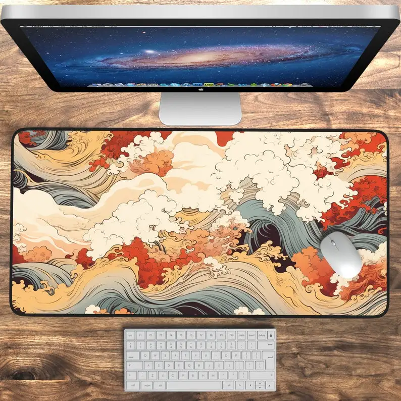 Japanese Ukiyo-e Desk Mat, Japanese Art Office Decoration,Japanese-style Desk Mat with An Artistic Vibe,unique Desktop Accessory
