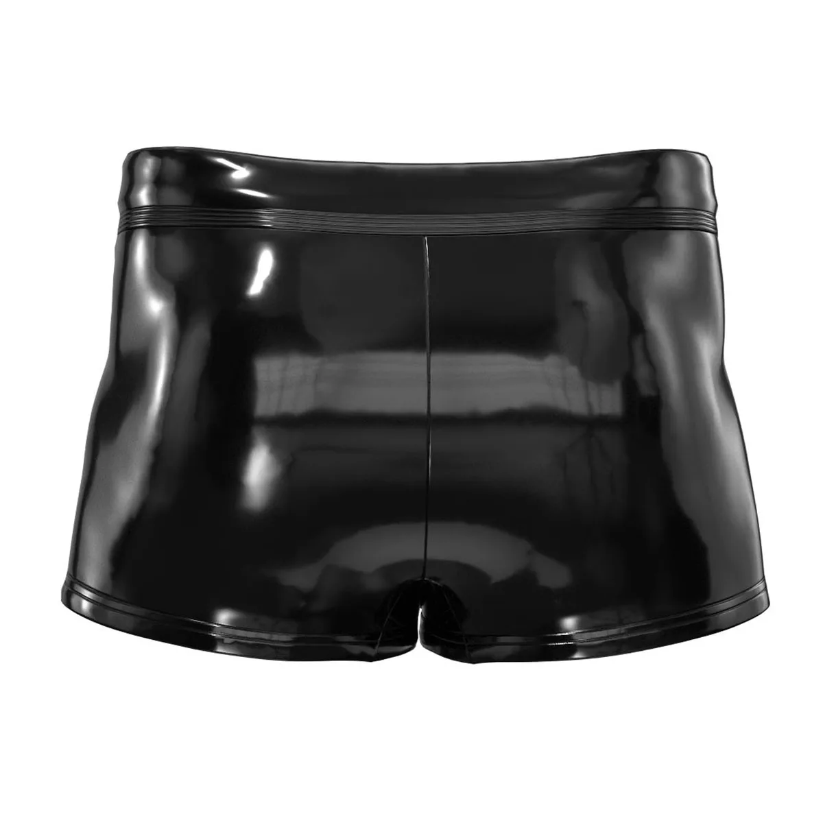 Mens Erotic Penis Underpants Sexy Open Crotch Short Pants Shaping Leather Boxer Stretch Detachable Buckle Pouch Night Clubwear