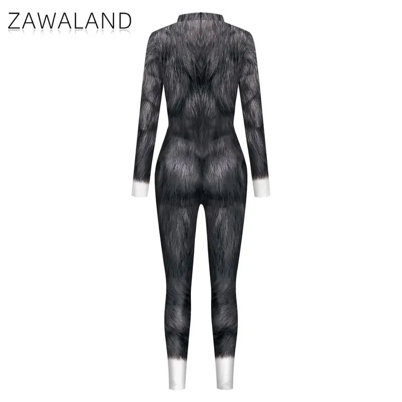 Zawaland أجش الذئب ليوبارد بذلة الحيوان تأثيري حلي الرجال Zentai دعوى مضحك تمويه ارتداء هالوين عطلة ملابس للحفلات