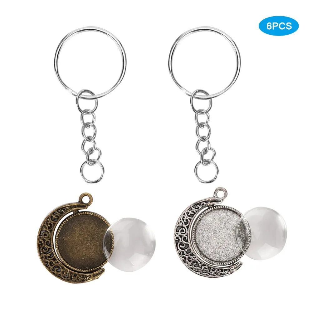 48Pcs Versatile Round Pendant Trays Pendant Tray Metal + Glass Cabochon Settings DIY Jewelry Supplies Jewelry Making