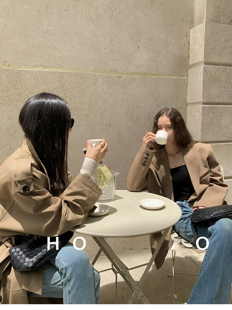 Lautaro Spring Autumn Oversized Khaki Long Grey Trench Coat for Women Double Breasted Loose Casual Korean Fashion Overcoat 2024 25 S3e60edf00945469884afa46841fce50fN
