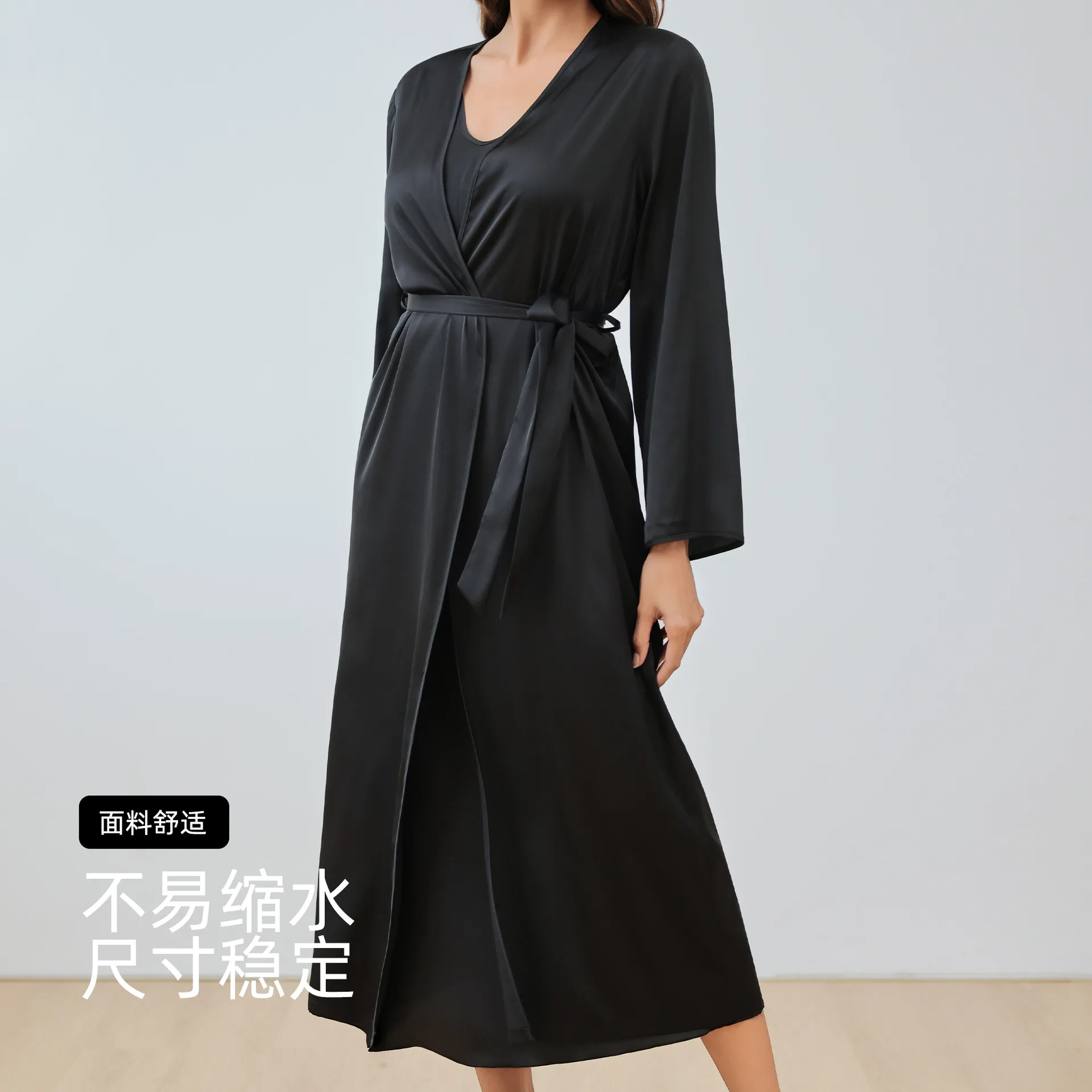 Plus Size Long 2PCS Robe Nightgown Set Pajamas Elegant Kimono Bathrobe Gown Sleepwear Summer Sexy Women's Homewear Loungewear