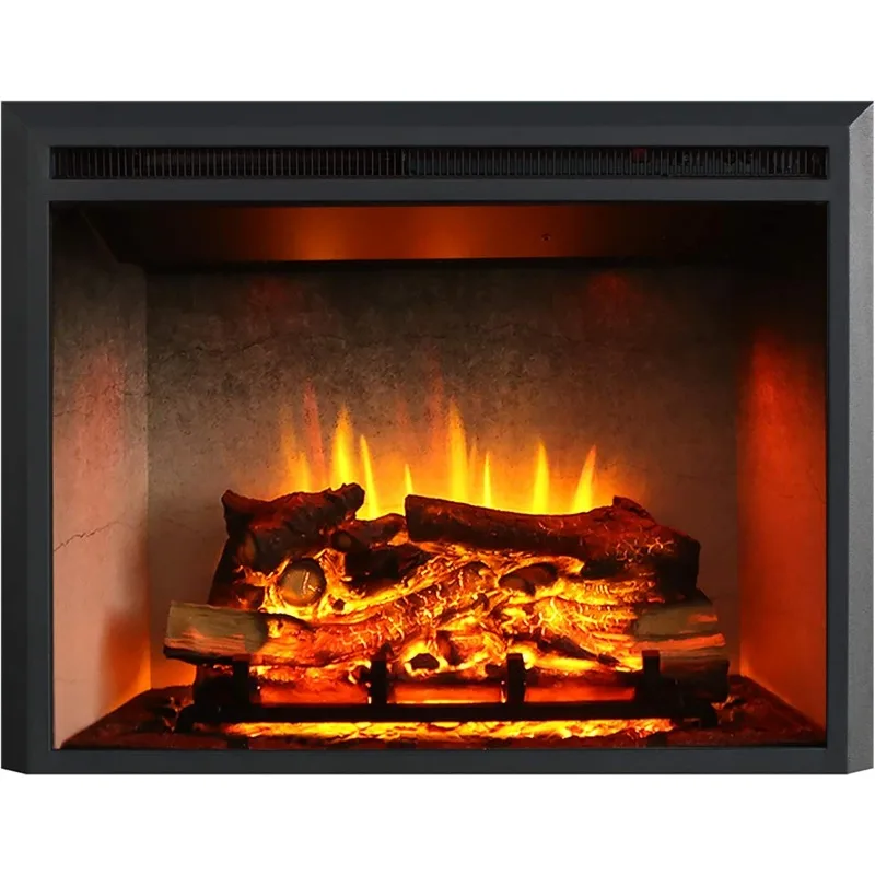 30 Inches, Edward Electric Fireplace Insert with Fire Crackling Sound, Weathered Concrete Interior, Remote Control, 750/1500W