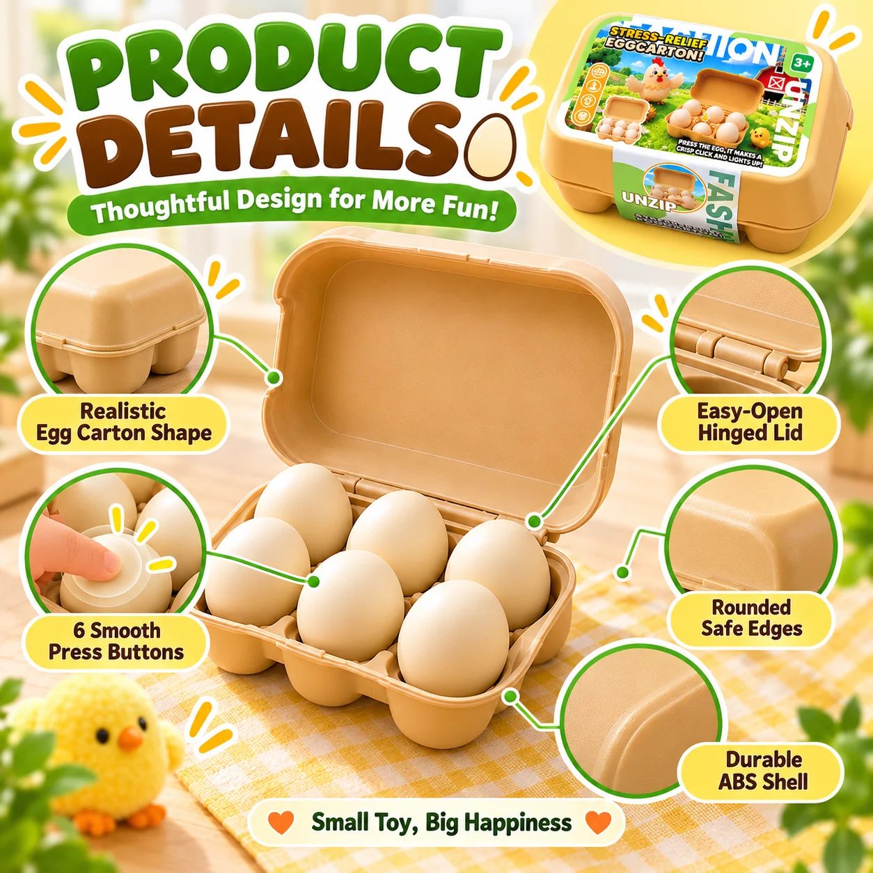 Egg Carton Fidget Clicker Toy Button Press Sensory Stress Relief Desk Toy Novelty Gift Mechanical Key Switch 2026 New Set