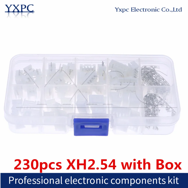 230pcs/Set XH2.54 2p 3p 4p 5p pin 2.54mm Terminal Kit / Housing / Pin Header JST Connector Wire Connectors Adaptor XH Ki Box