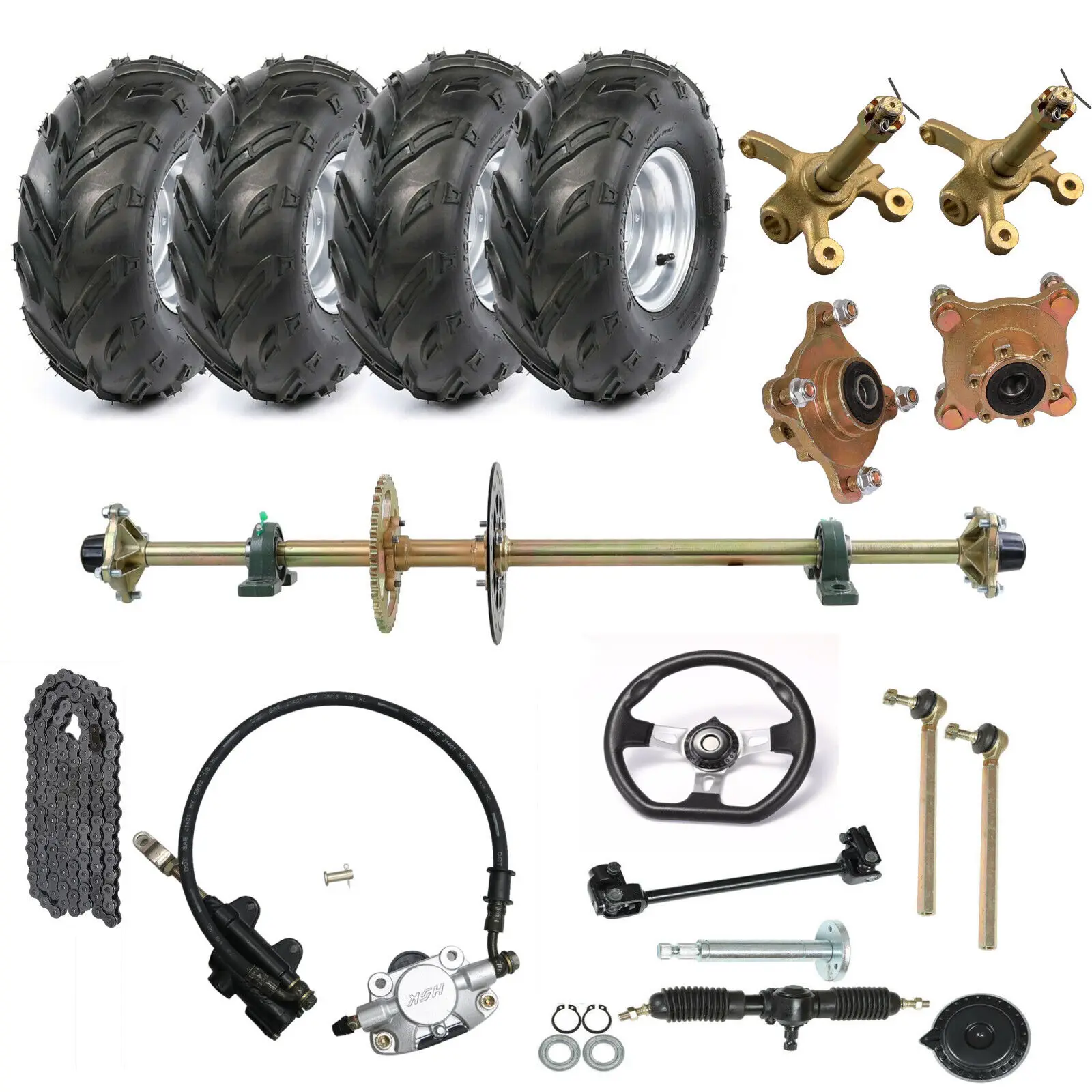 

44" Rear Live Axle Wheels Hub Complete Kit For Go Kart Golf Cart ATV buggy Quad