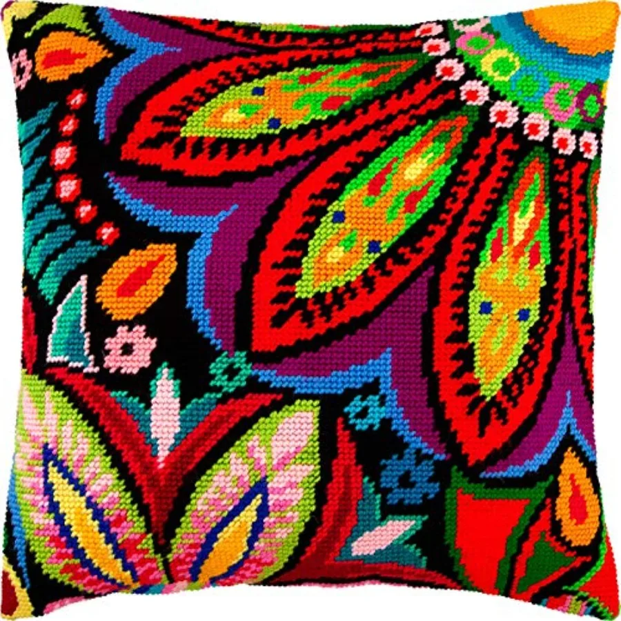 

Indian Stamped Cross-Stitch Kit for Adults and Beginners — Maharaja 16″ × 16″ with Clear Precise Printed Design on Cotton Canva