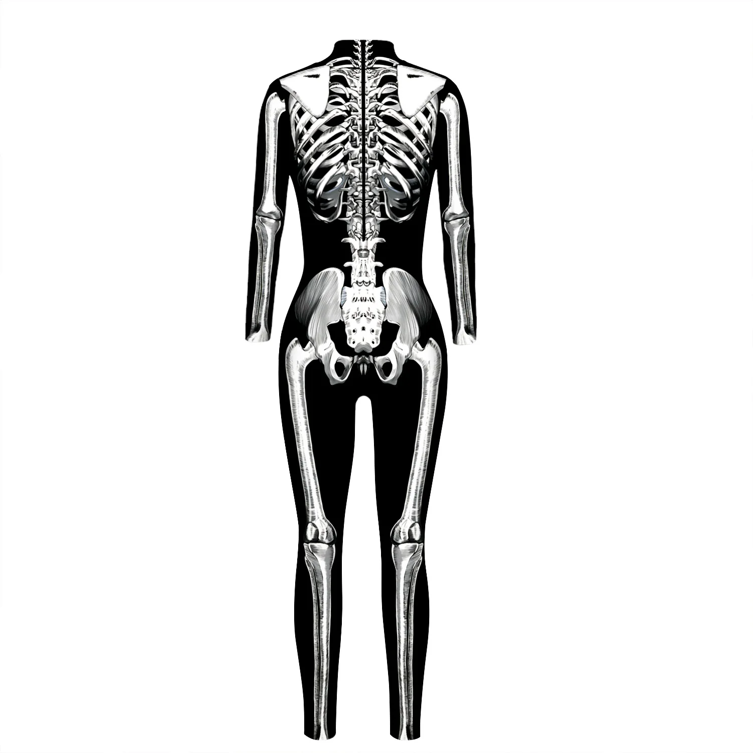 Cosplay-Kostüm Zentai-Bodysuit Fancy-Anzug Halloween Skelett Punk Gothic Damen Sexy Totenkopf-Skelett Slim Jumpsuit – Detail 9