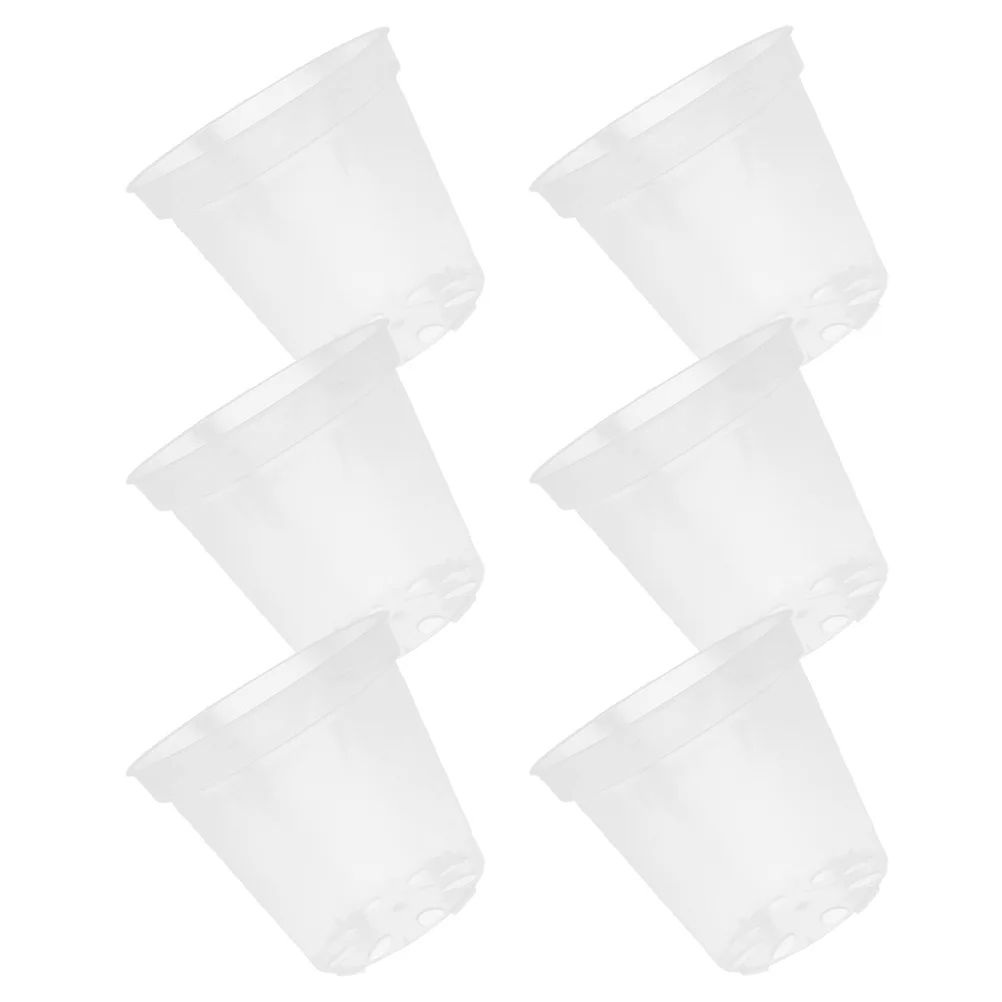 6Pcs Transparent Plant Pots Set Sturdy Plastic Flower Containers Promotes Healthy Root Development for Orchids