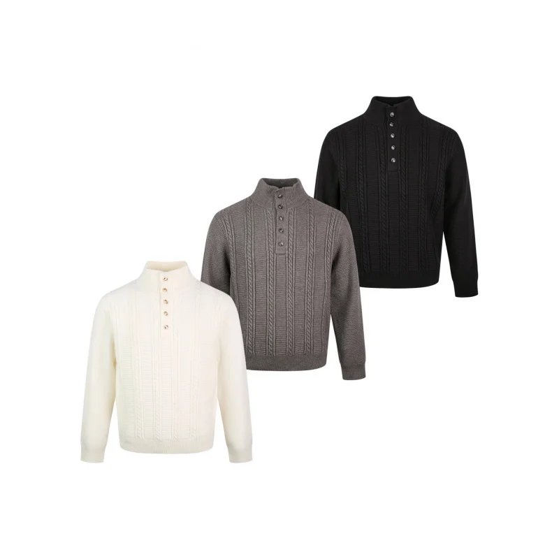 

EME Vintage Cable Knit Stand Collar Sweater Niche High-End Old Money Style Loose Casual Autumn Long Sleeve Sweater