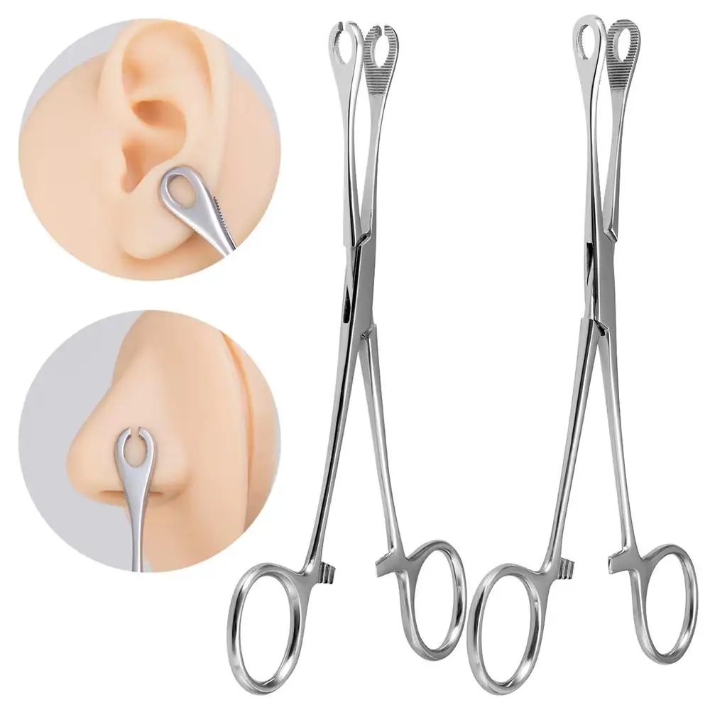 1pc Stainless Steel Body Jewelry Piercing Pliers Sponge Forceps Clamp Ear Lip Navel Nose Tongue Septum Durable Piercing Tool