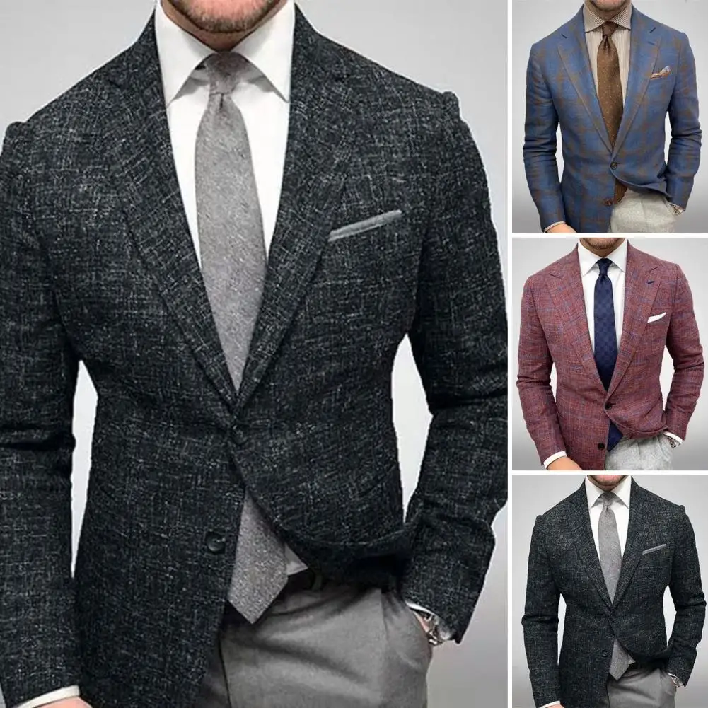 Chaqueta de traje para hombre, abrigo Formal de manga larga con cierre de un solo botón, cárdigan de longitud media, abrigo de oficina para trabajo