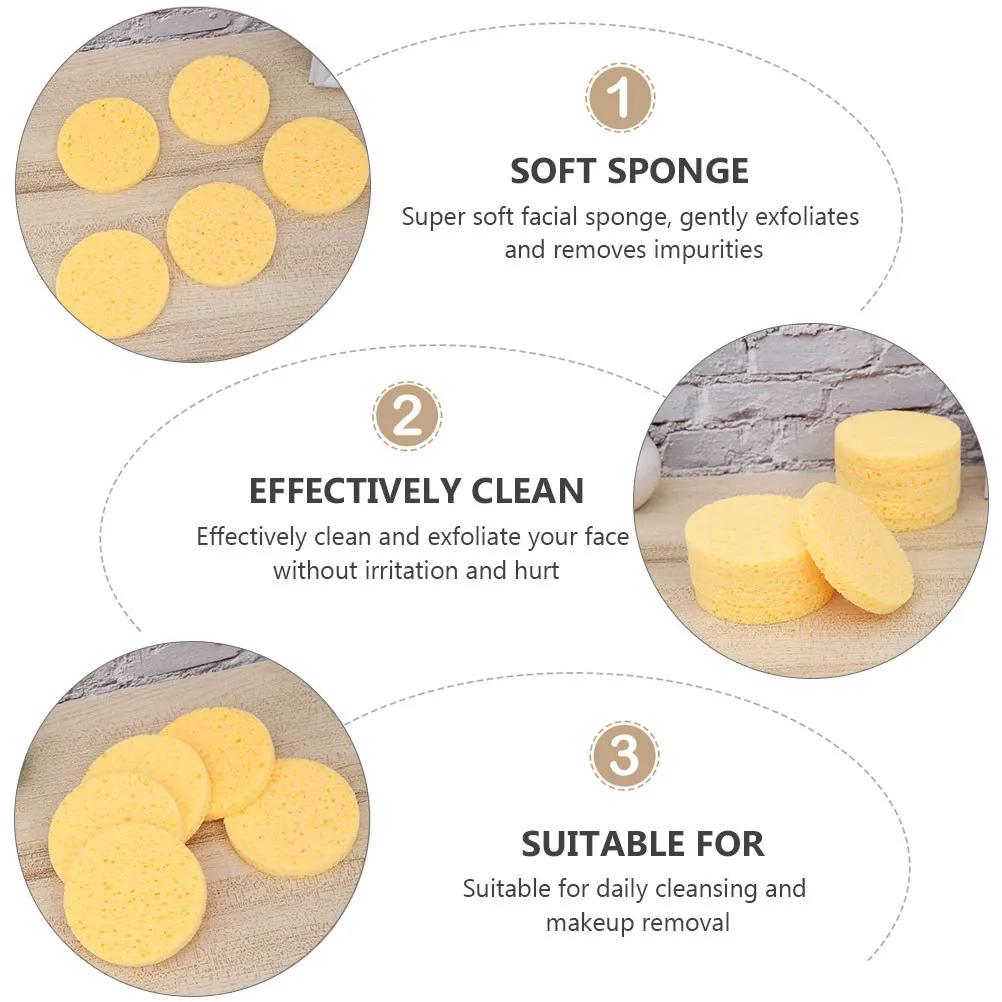 10Pcs Round Facial Cleansing Sponge Natural Cellulose Makeup Removal Sponge Gentle Exfoliator for Face Washing Sensitive Skin view 3