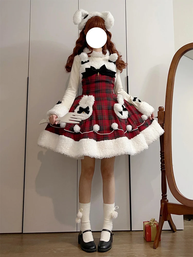 manteau-d'hiver-cisas-lolita-a-carreaux-rouges-base-de-poincon-ensemble-jupe-bouffante-irt-costume-de-cosplay-anime-perruque-de-cheveux-ort