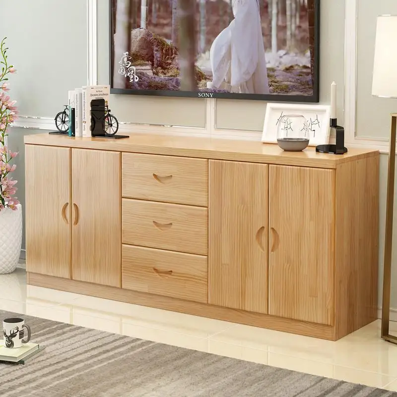 Solid wood TV Floor cabinet New Chinese balcony Locker Wide dining side cabinet Bedside storage Solid wood