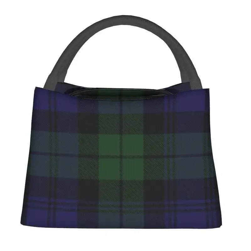 Black Watch Tartan Clock Green And Blue Insulated Lunch Bags for Women Leakproof Clans of Scotland Thermal Cooler Lunch Box