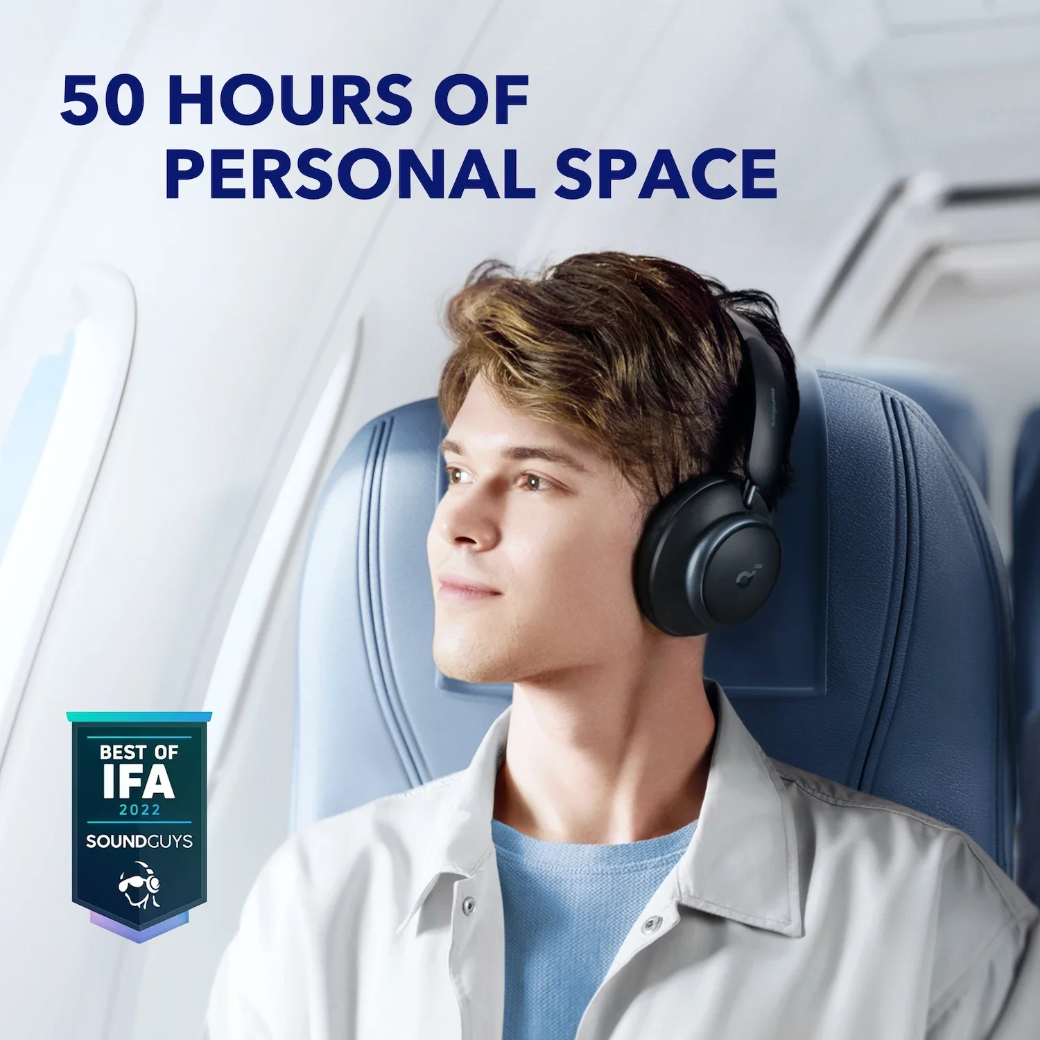 سماعات Soundcore Space Q45 الأصلية المانعة للضوضاء، طويلة جدًا 50 ساعة، التحكم في التطبيقات، صوت عالي الدقة، بلوتوث 5.3