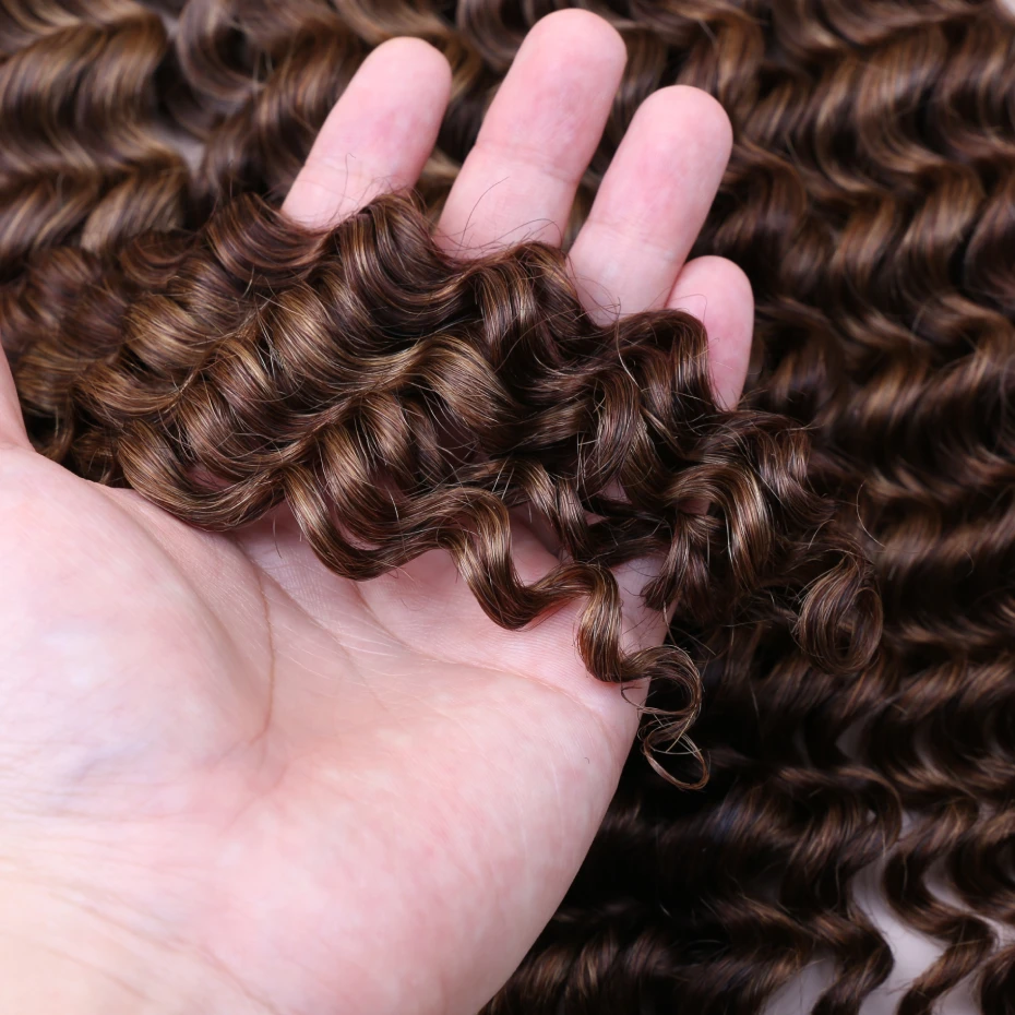4 27 Highlight Deep Wave Feather Crochet 100% Human Hair Pre Looped Invisible Miracle Knots Hair Feathered Crochet Human Hair Boho Braids Deep Curly Vietnamese Highlights Colored Bundles Remy Human Hair Weave Bundles