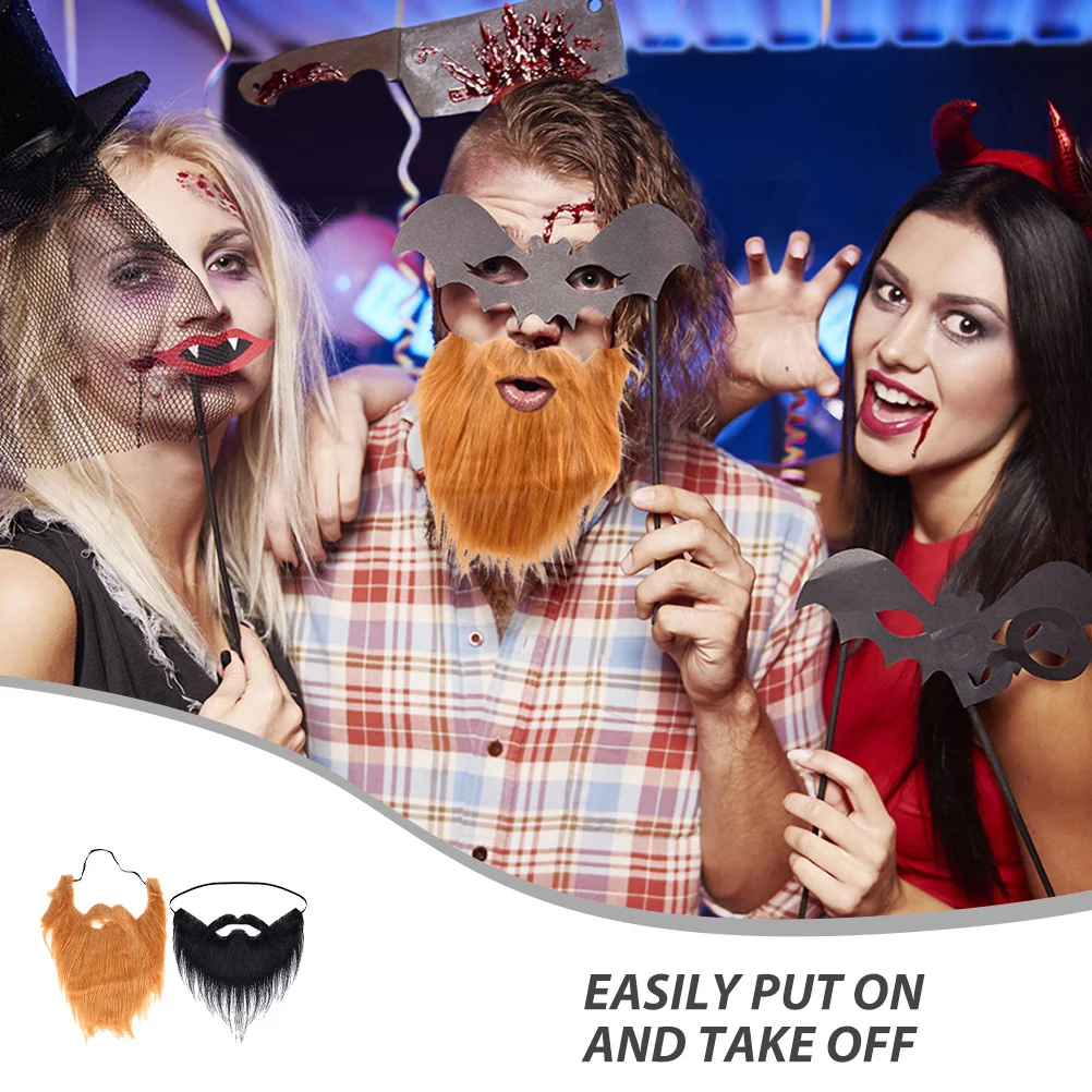 6pcs Fake Beard Halloween: Realistic Full Artificial Facial Hair Lightweight Cosplay Costume Party Accessory For Men Masquerade