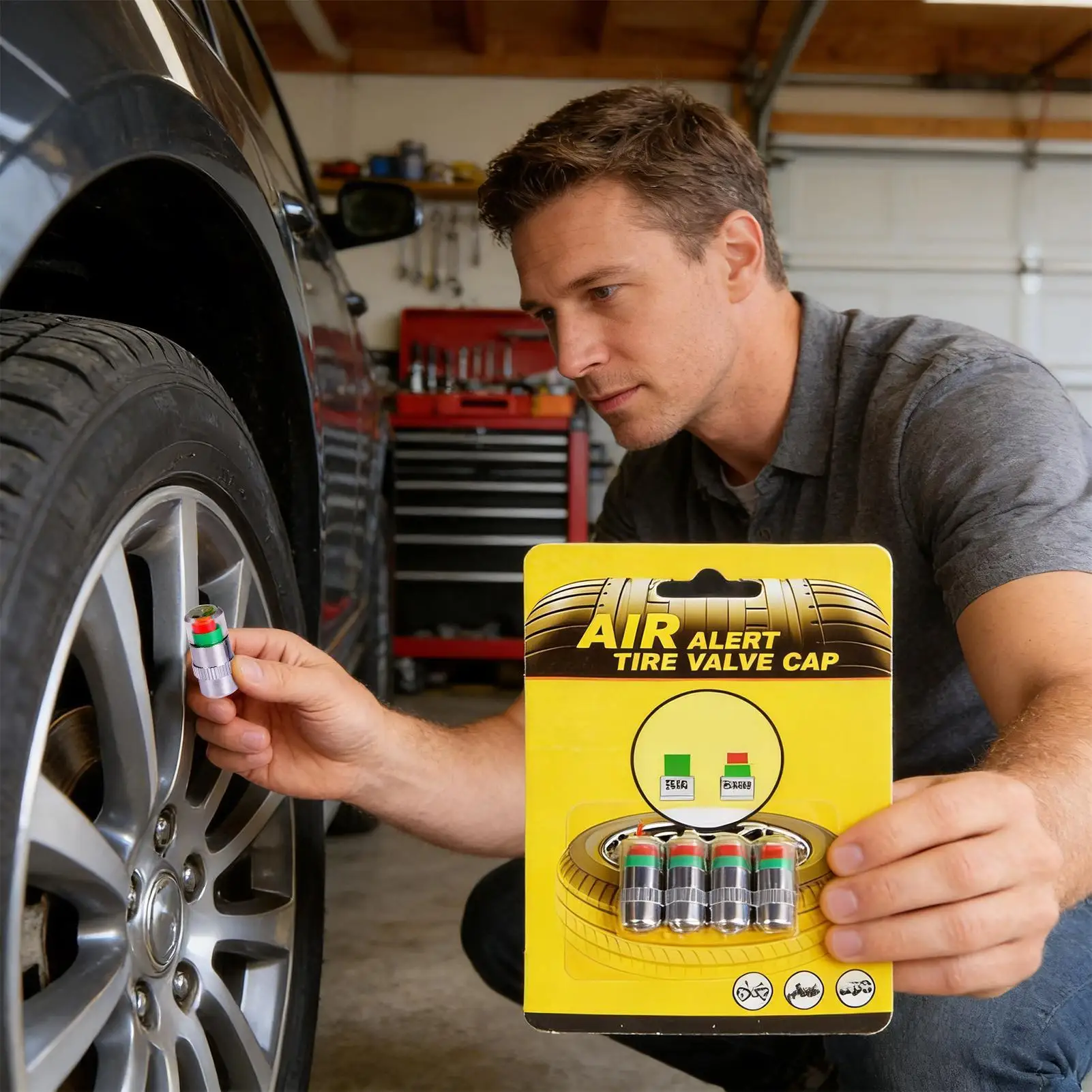 Auto Car Tire Pressure Cap Monitor Valve Stem Caps Sensor Indicator Tire Pressure Allert Tire Pressure Valve 3 Color Eye Alert