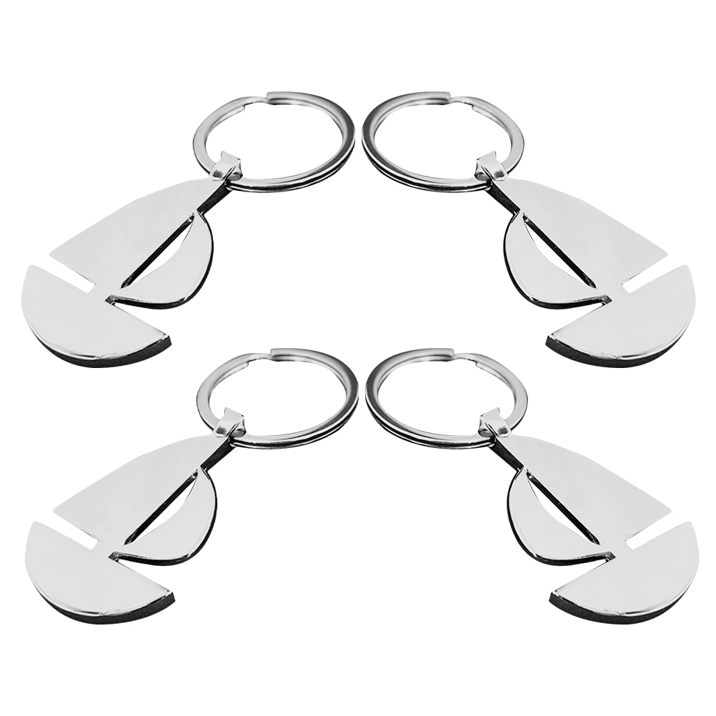

4 Pcs Creative Sailing Keychain Boat Fashion Stainless Steel Dinghy Keyring Zinc Alloy Float