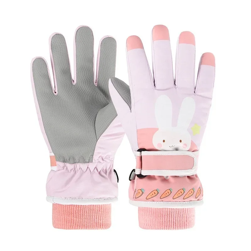 Gants de ski de dessin animé mignons pour enfants, mitaines épaisses, garder les doigts au chaud, extérieur, neige, enfants, filles, hiver, 506