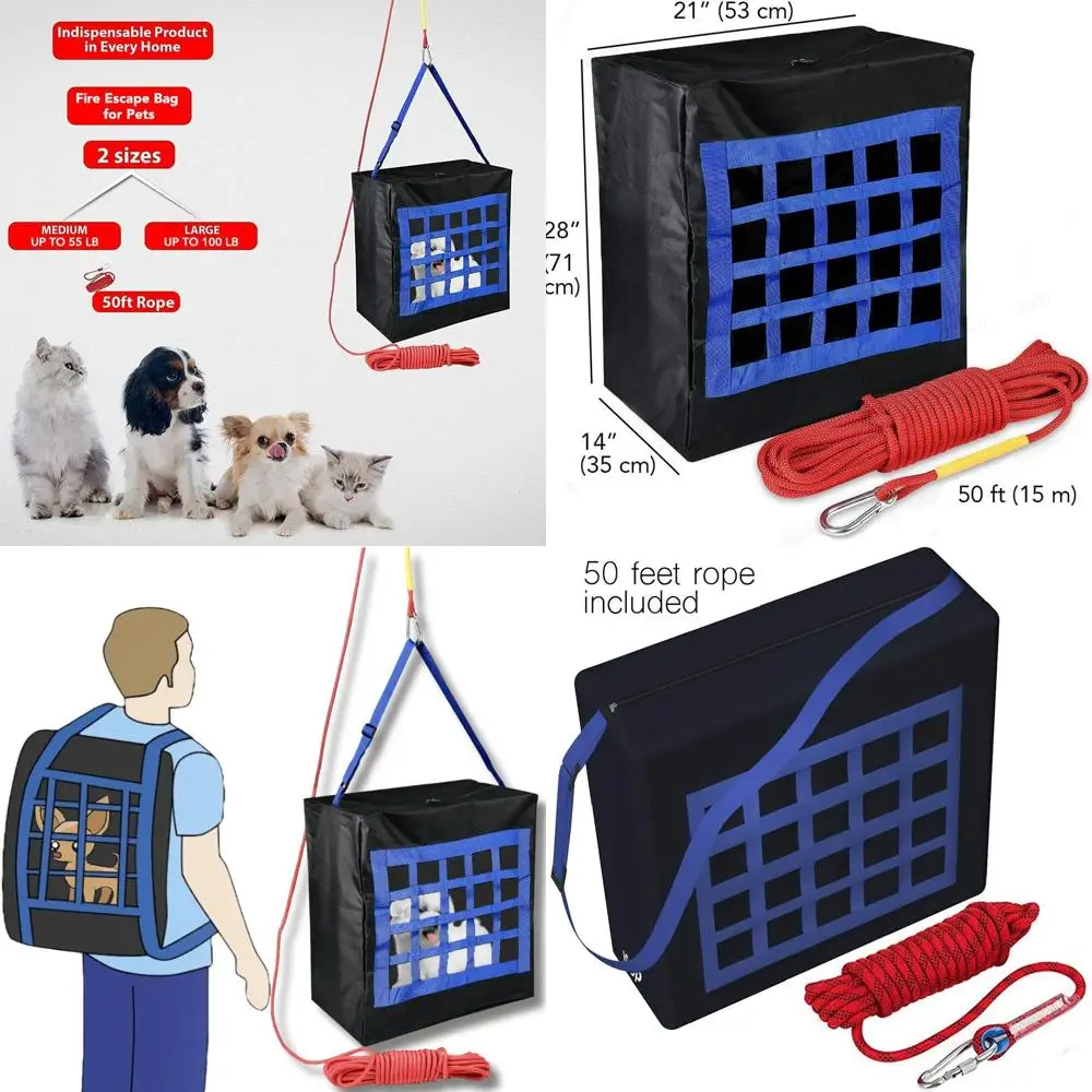 

Пожарная аварийная сумка для домашних животных до 100 фунтов — веревка длиной 50 футов в комплекте. - Переноска защитного оборудования - Сумка Rapid Rescue для домашних животных Ani