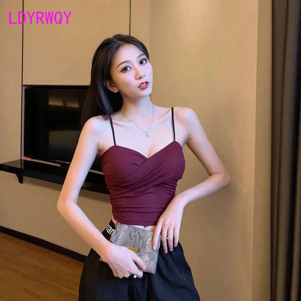 

Sexy suspender vest for women in summer wear slim short bra with top underneath vest camiole Tanks