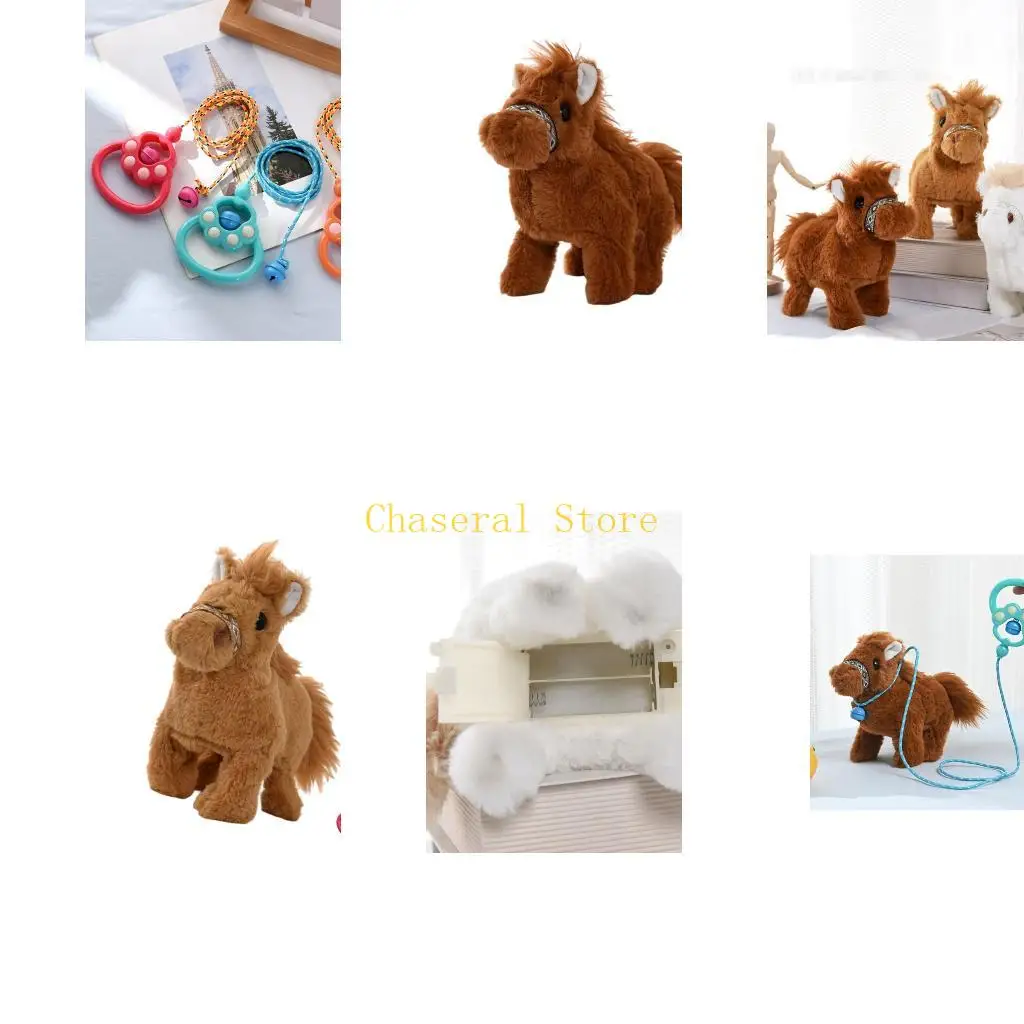 لعبة تفاعلية من القطيفة E7CE، حيوانات محشوة برسوم متحركة على شكل حصان للحيوانات الأليفة