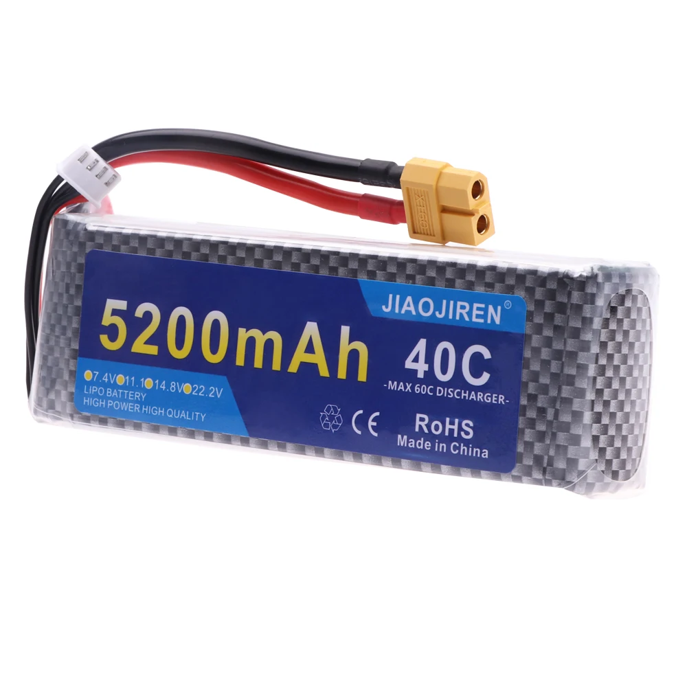 11.1V 5200mah 3S LiPo Battery With T XT60 Plug For RC Helicopter Aircraft Quadcopter Cars Airplane parts 11.1V 40C battery