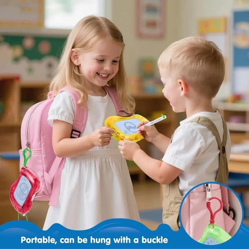 12 Pcs Mini Magnetic Drawing Board 6 Color Erasable Keychain Drawing Board for Kids 8-12 Classroom Prize Birthday Party Favors view 2