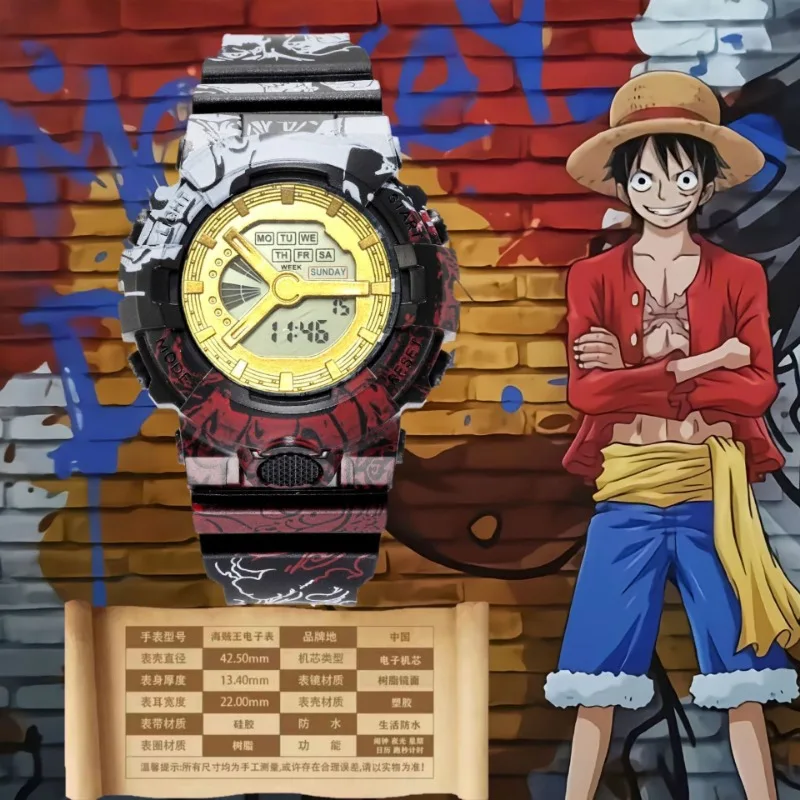 One Piece Anime Luffy Student Waterproof Wrist Watch Boy Girl Fashion Electronic Watch Sports Chronograph Watch Birthday Gifts