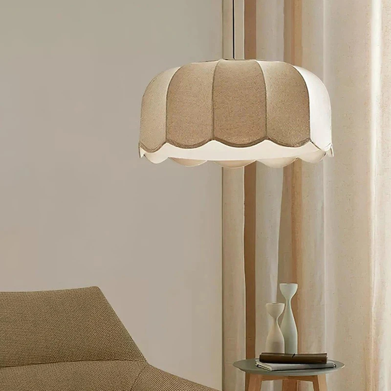 

Wabi-sabi Fabric Pendant Light Nordic Vintage LED Chandelier for Restaurant Bedroom Loft Hotel Shop Decor Fixtures