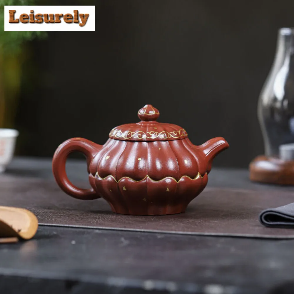 270ML High-end Yixing Purple Clay Teapots Master Handmade Flower Petal Pot Raw Ore Purple Mud Kettle Zisha Tea Set Cha Supplies