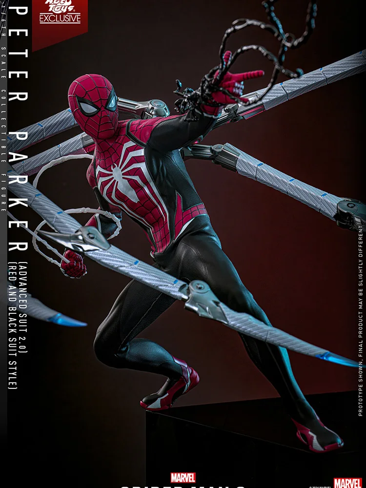 Hottoys ht vgm66 1/6 marvel peter parker vermelho e preto terno avançado 2.0 figura de ação móvel delicado 12 "conjunto completo modelo soldado