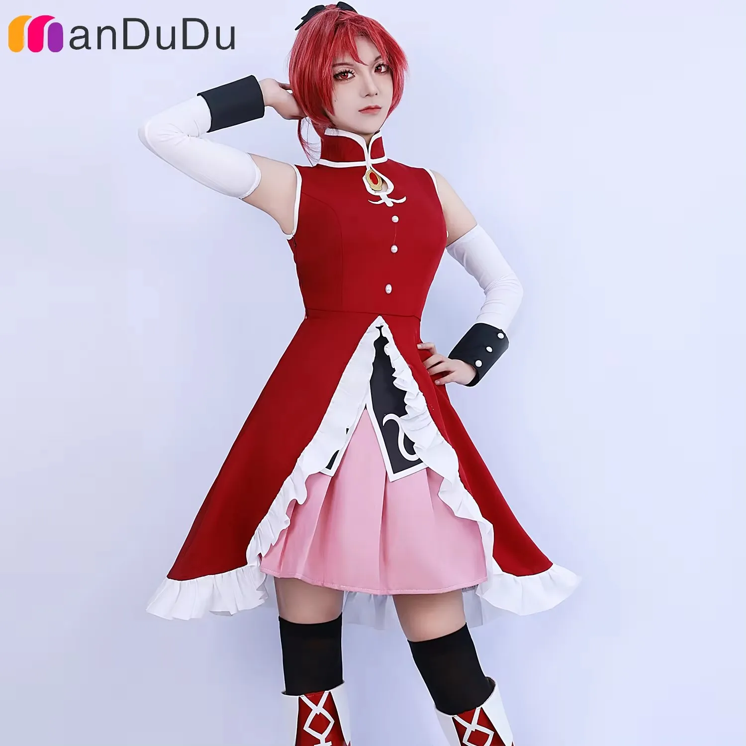 

Косплей-Костюм Puella Magi Madoka Magica Kyoko Sakura, ролевые игры, комикс с платьем, на Хеллоуин, Искусственные парики, реквизит для анимации