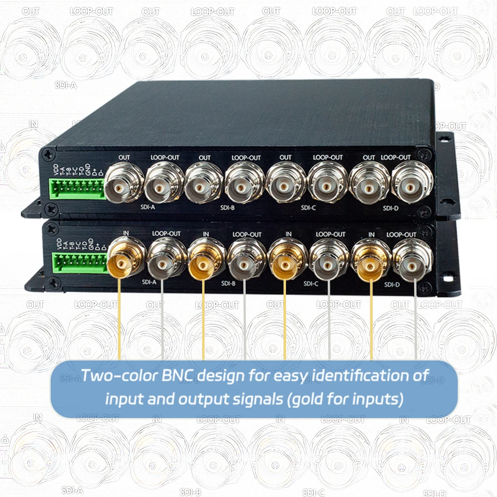 Transceptor ótico da fibra com saída do laço, 4CH, HD, 3G-SDI, RS485, registro SDI, sobre o conversor da fibra, prolongamento ótico, único modo, 20km