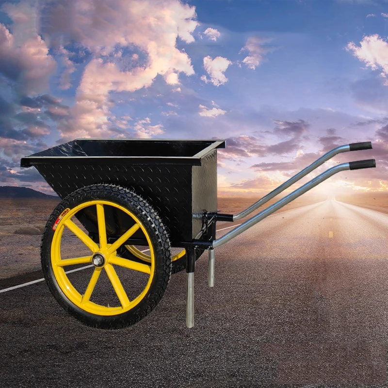 Dump Cart Two-Wheel Hand-Pushed Transport Cart Construction/Household Waste Dump Truck Construction Site Handcart (Customized)