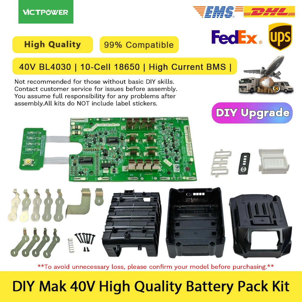 

Li-ion Battery Pack Case Kit with BMS 10S1P 18650 10 Cells 40V For MAK BL4030 BL4025 Cordless Power Tool Battery DIY Set