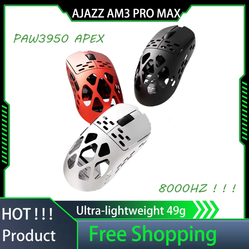 AJAZZ AM3 PRO MAX Gaming Mouse Wireless Tri-Mode Lightweight 8k Receiver rechargeable Magnesium Alloy Paw3950 Laptop Holiday